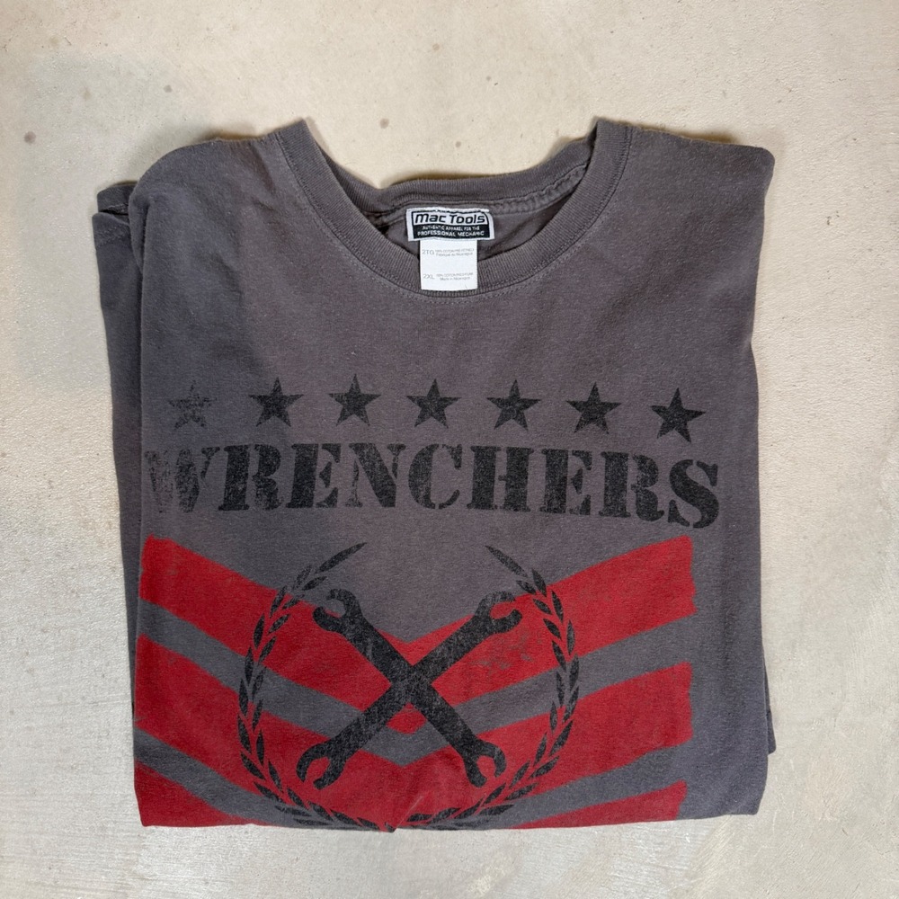 Mac Tools Wrenchers Graphic T-Shirt Mens 2XL Charcoal Gray Short Sleeve Cotton